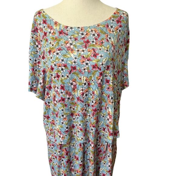 J.Jill Floral Midi Dress Light Blue Large - Picture 2 of 7